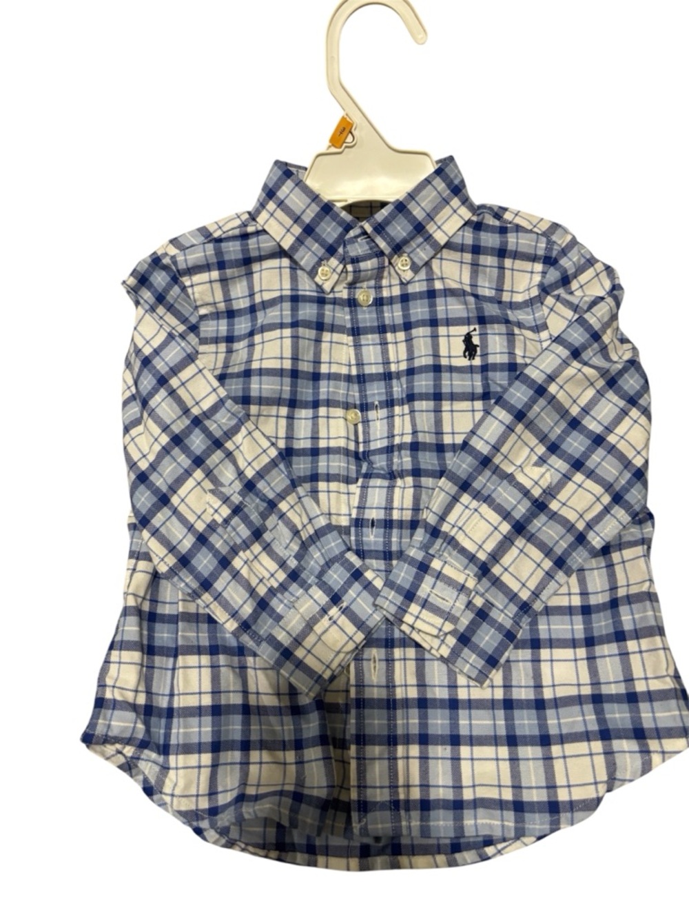 Ralph Lauren Blue and White Plaid Button-Down Shirt